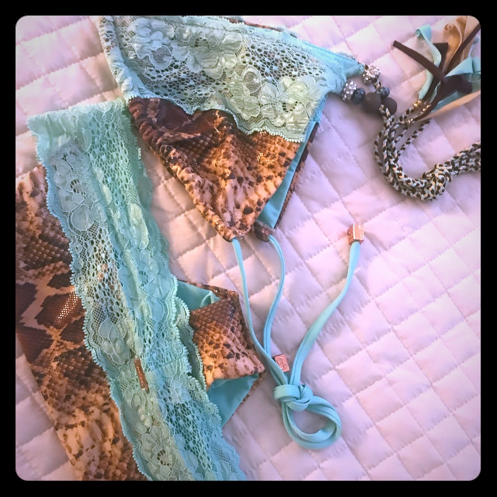Beach Bunny Snakeskin Lace Bikini